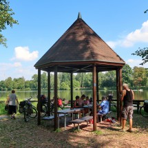 Typical picnic pavilion along the river Elbe in Czech Republic